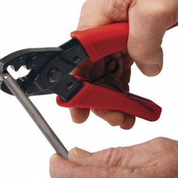 Crimptang for stik med ekstern skrm