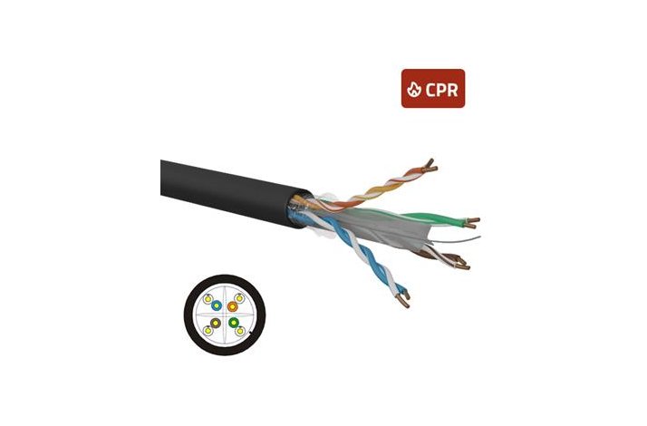 Netv�rkskabel, Cat6A U/UTP,PE,sort