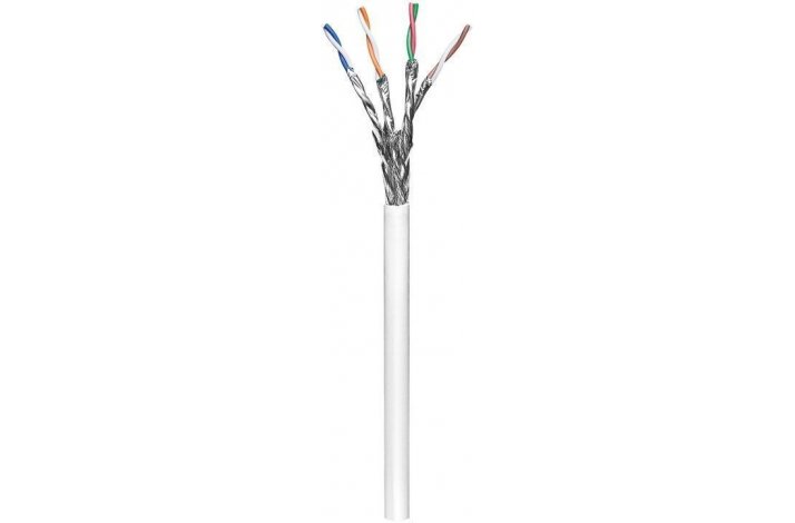 Cat6, S-UTP, kabel, PVC, AWG23, hvid, 100m